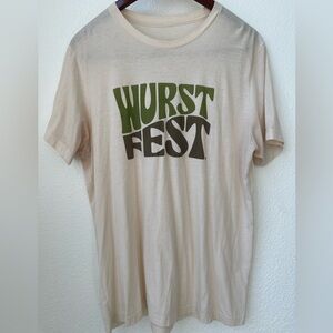Mens Wurst Fest German Heritage Texas Made Cotton Tshirt Tan River Rd Size XL